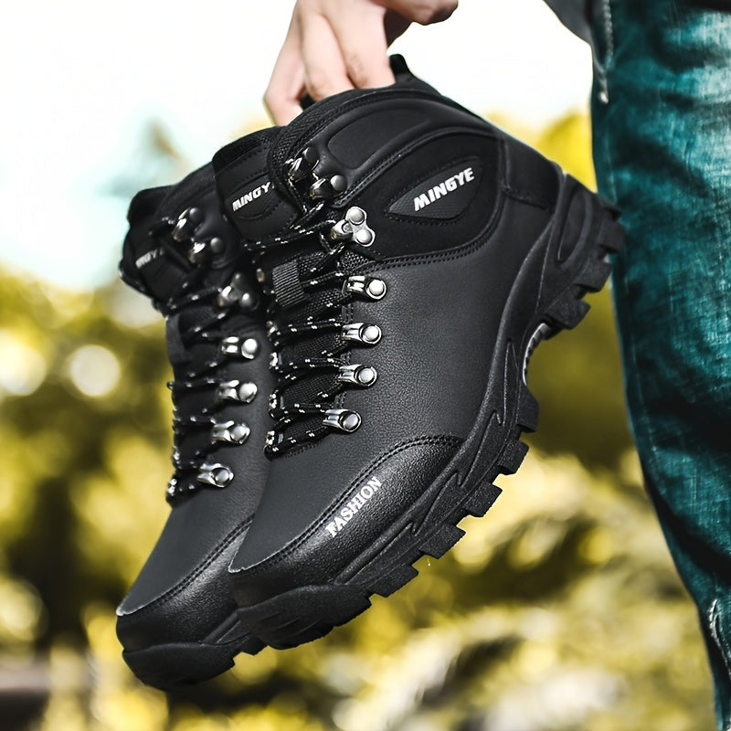 Olive Green High-Top Hiking Boots - All-Season Comfort with EVA Insole & TPR Sole, Lace-Up