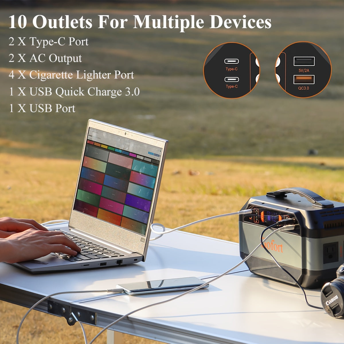 Portable Power Station 330W 299Wh Power Supply Solar Generator Backup Battery Pack With 110V Pure Sine Wave AC Outlets USB QC 3.0 DC Port