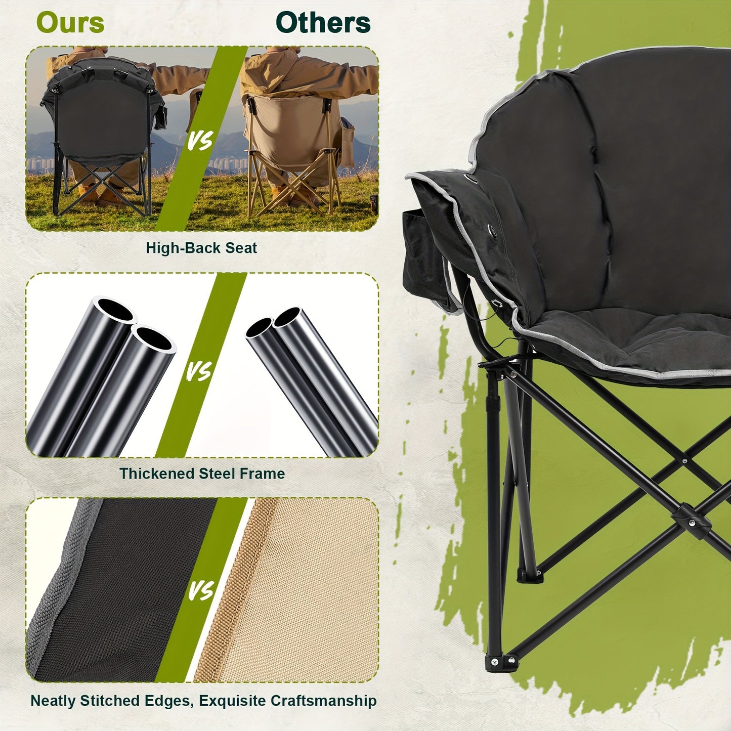 500lbs Heated Camping Chair, Portable Heated Camping Chair