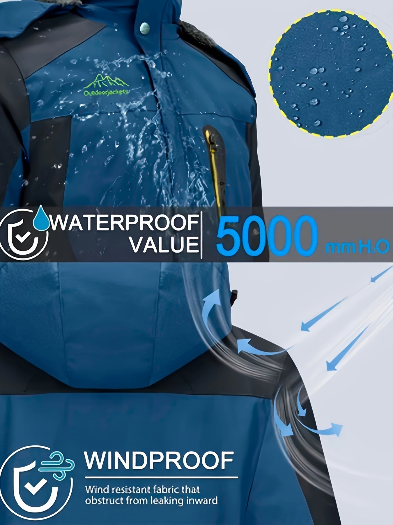 Men's Winter Sports Jacket with Detachable Hood