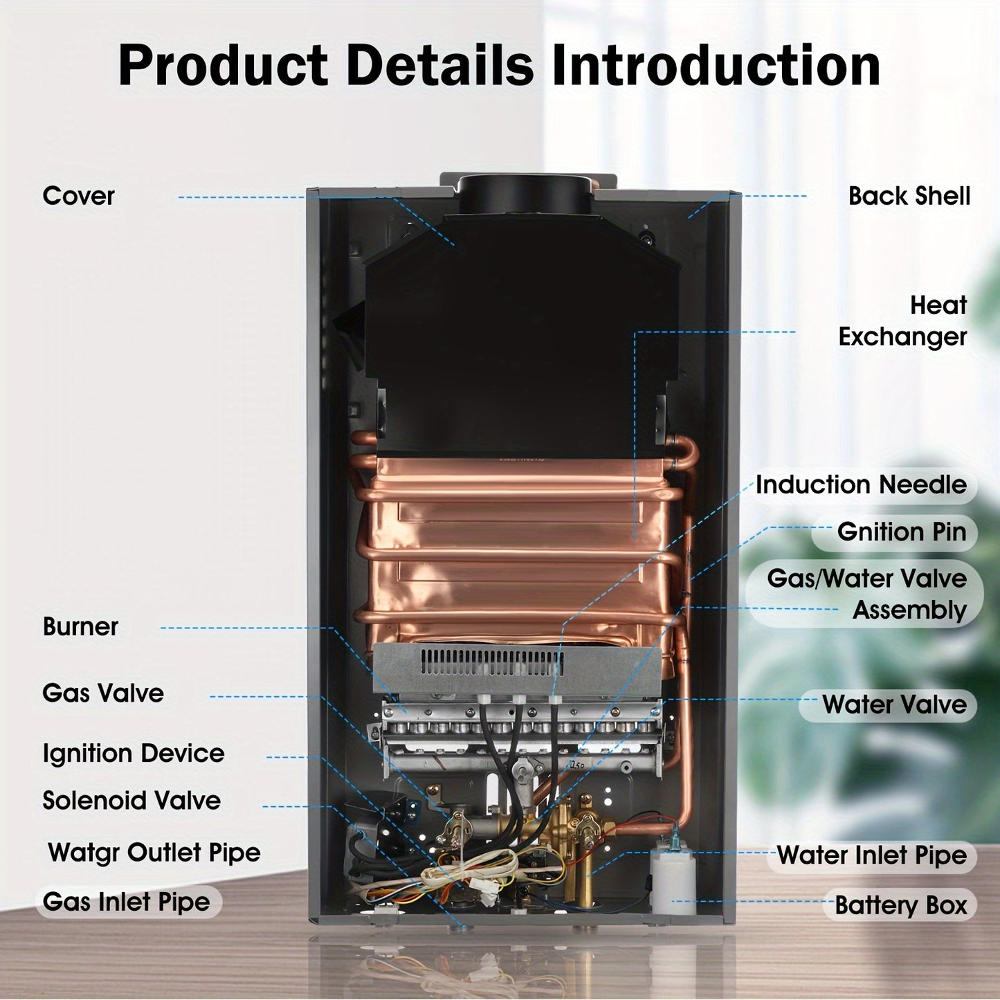 8L Tankless Propane Water Heater with Digital Display - Wall-Mounted