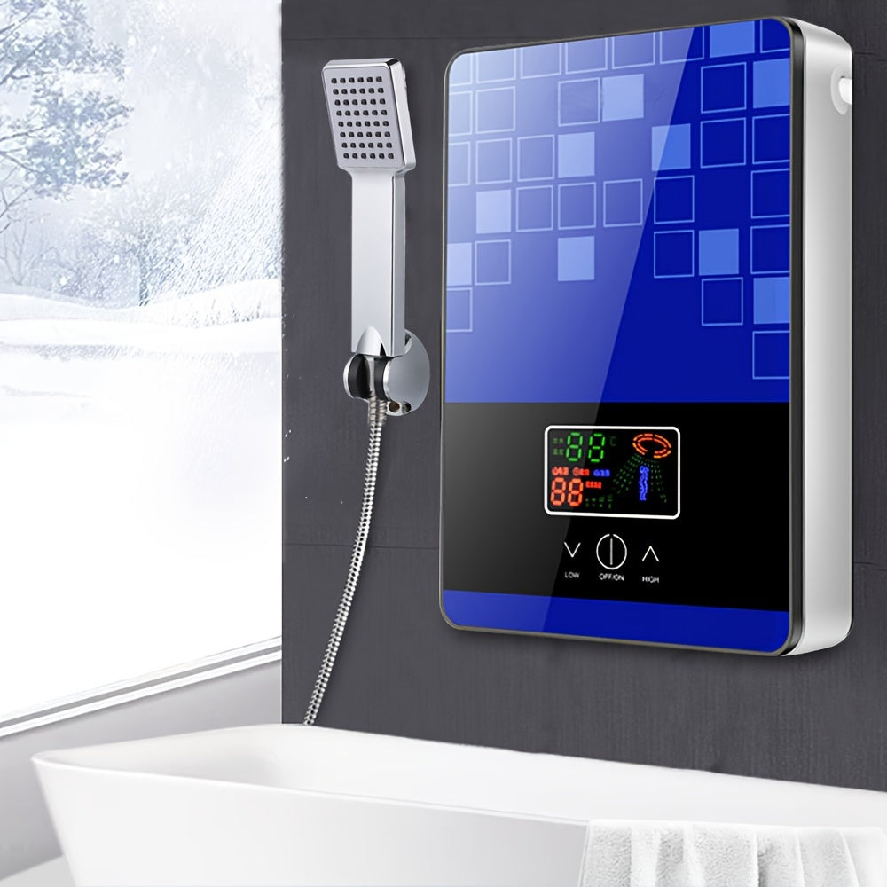 Tankless Electric Water Heater with Precise Temperature Control & Safety Protections - Large LED Display, Adjustable Flow, Overheat Auto Shutdown