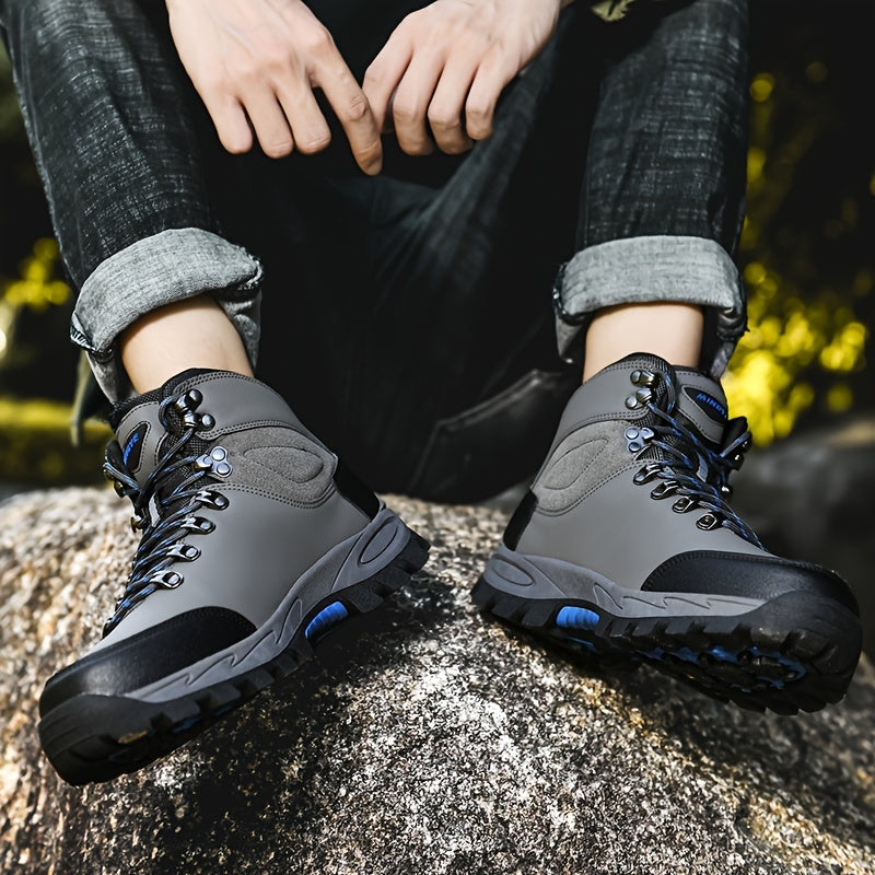 Olive Green High-Top Hiking Boots - All-Season Comfort with EVA Insole & TPR Sole, Lace-Up