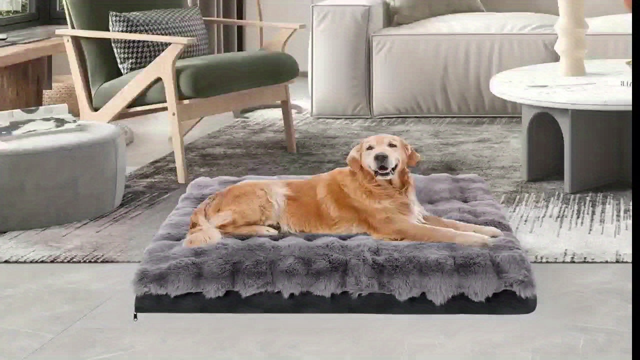 Dog Bed for Extra Large Dogs Orthopedic Dog Bed Soft Plush Faux Fur Fluffy Dog Mat with Removable Washable Cover