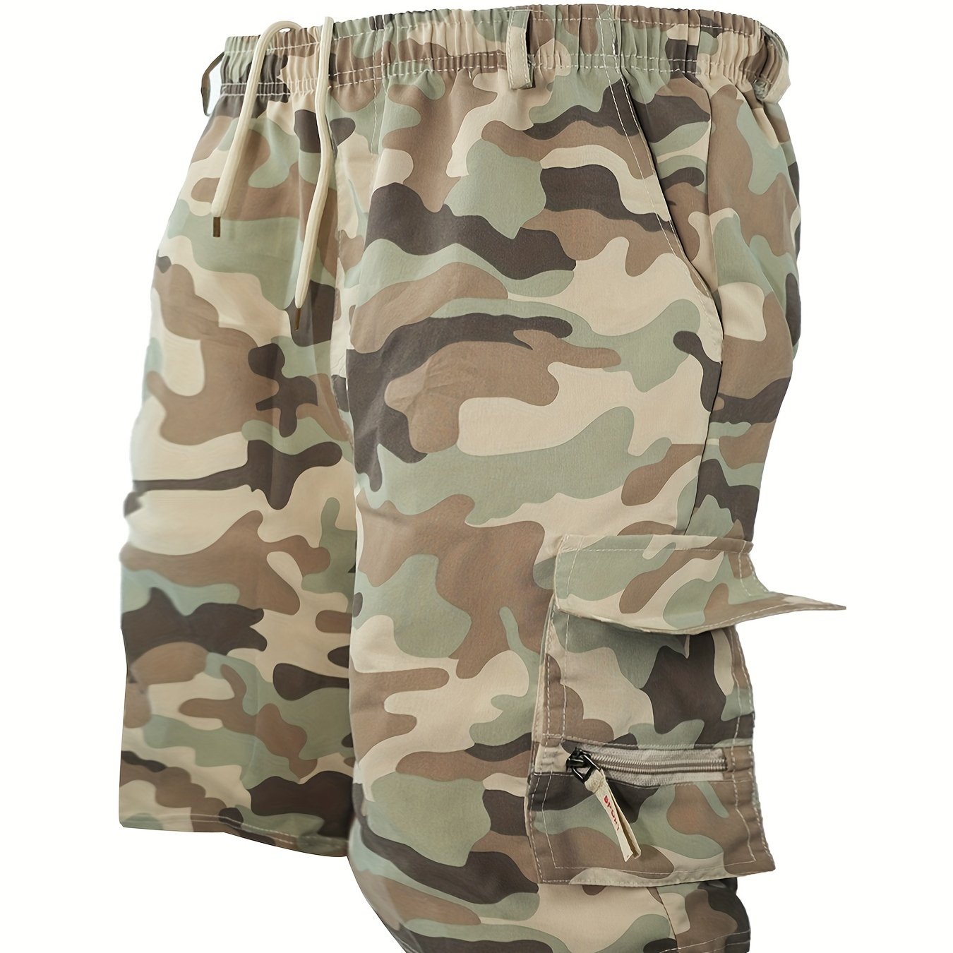 Men's Outdoor Tactical Shorts, Summer Casual Sports Drawstring Shorts With Multiple Pockets