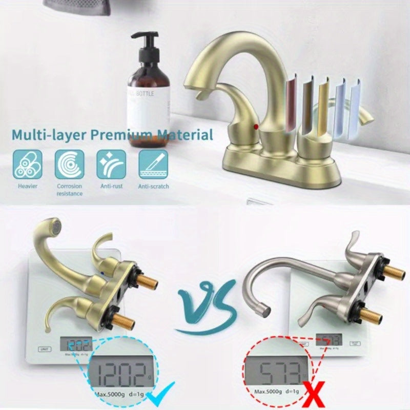 Bathroom Faucet 2-Handle Brushed Golden with Aerator