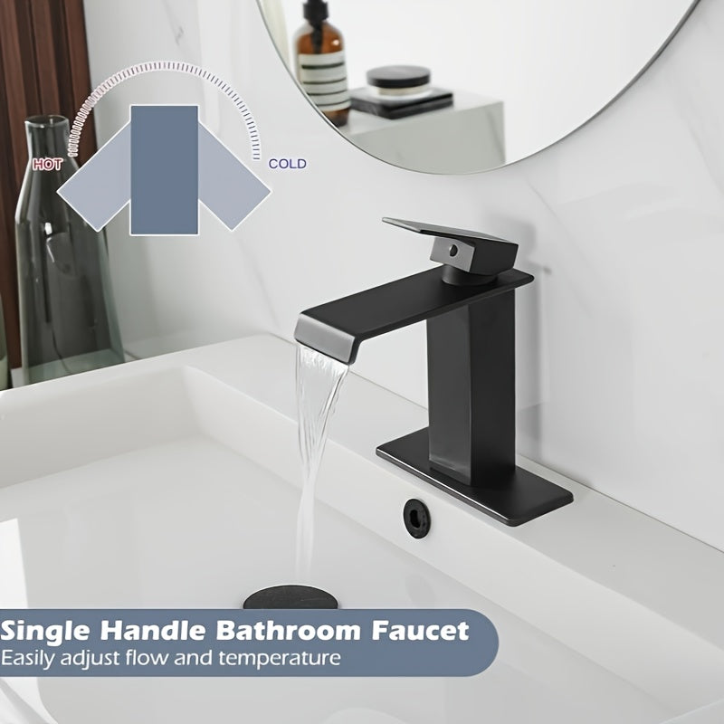 Waterfall Faucet Brass Bathroom Brushed Golden Black Basin Vanity Sink Faucets