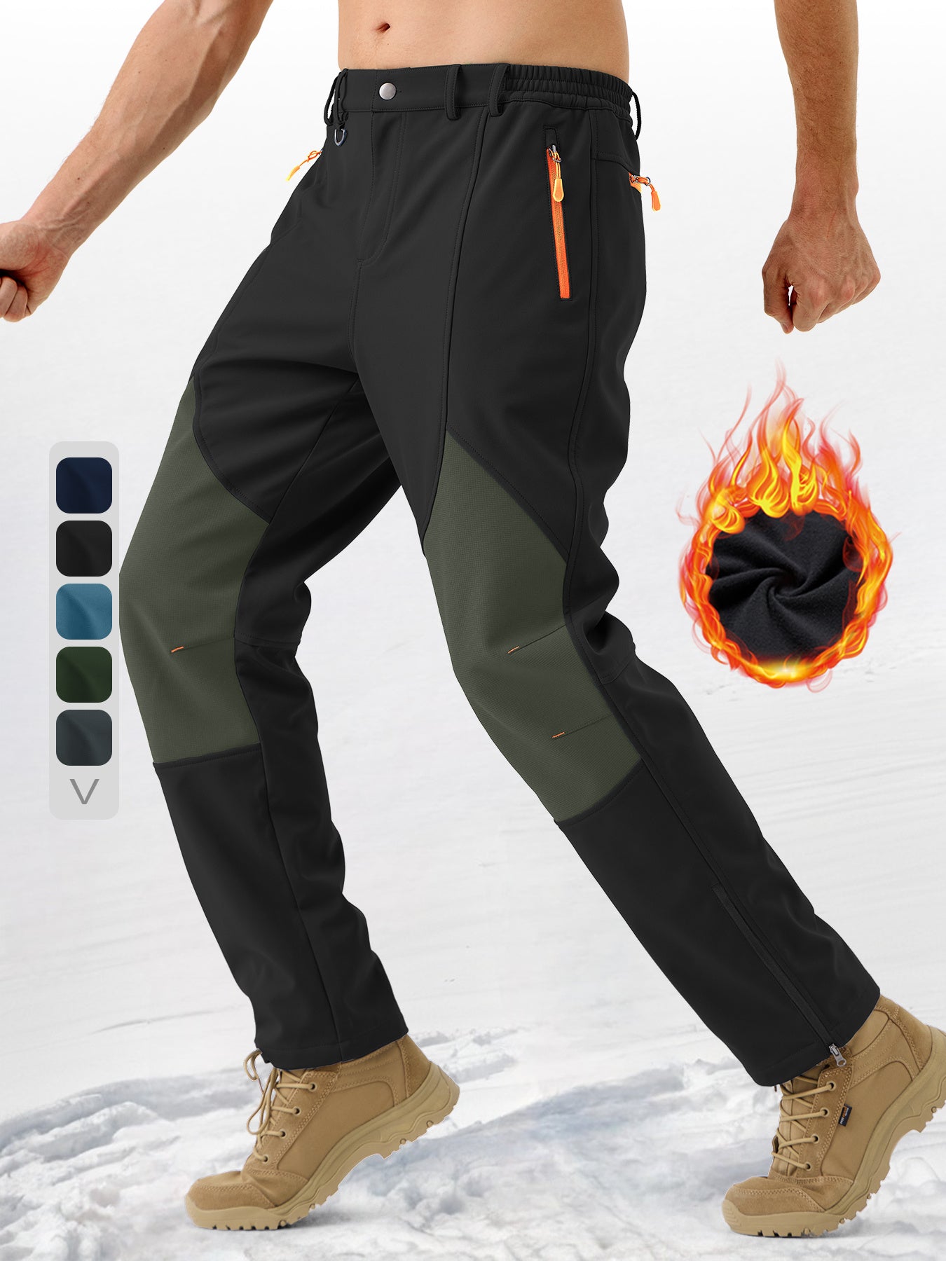 Pants Fleece Lined for Warmth Outdoor Hiking Zipper Bottom Leg Ideal for Winter Sports