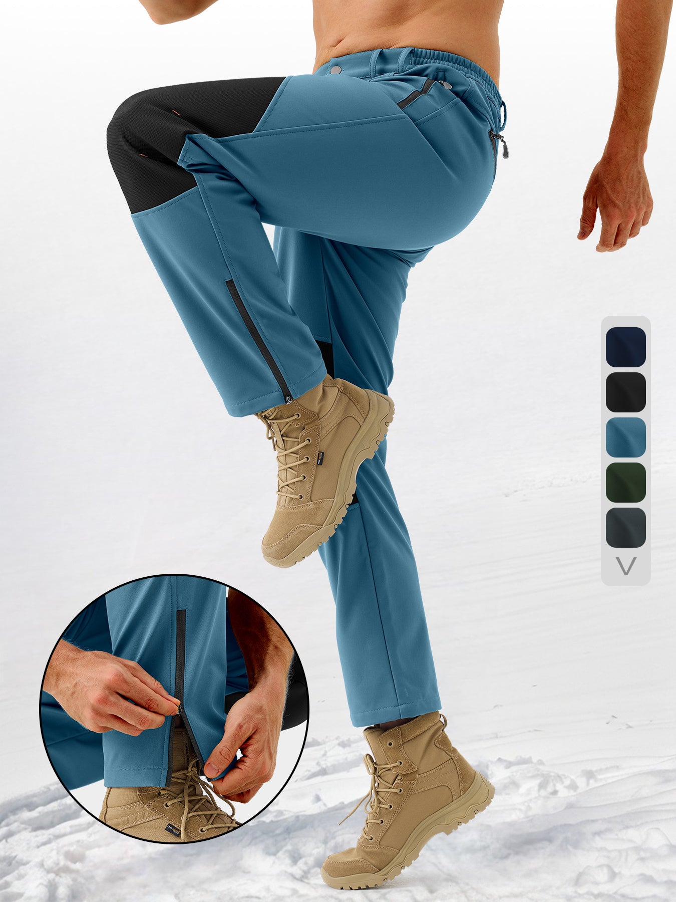 Pants Fleece Lined for Warmth Outdoor Hiking Zipper Bottom Leg Ideal for Winter Sports