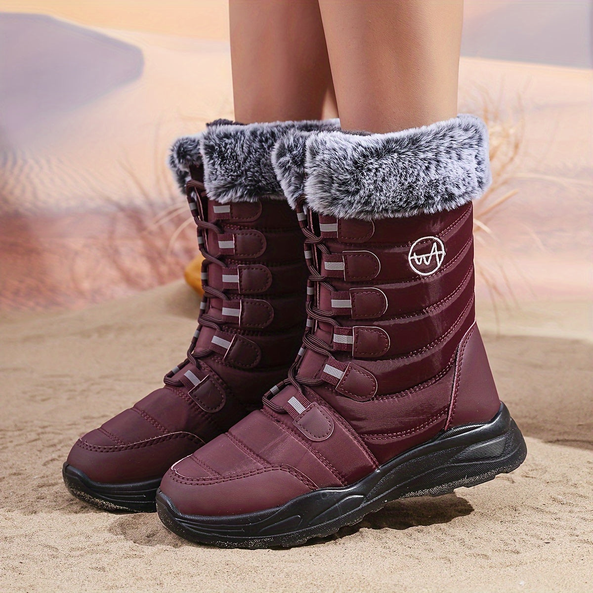 Waterproof High-Top 2024 Women's Winter Snow Boots - Plus Size, Thick Sole, Anti-Slip, Northeast Style