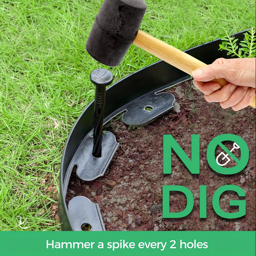 66FT Landscape Edging Border Kit, 1.8 Inch Tall Plastic Edging Border With 80 Spikes