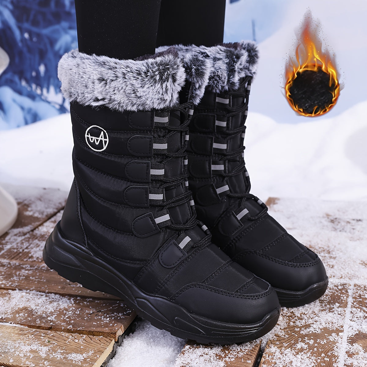 Waterproof High-Top 2024 Women's Winter Snow Boots - Plus Size, Thick Sole, Anti-Slip, Northeast Style