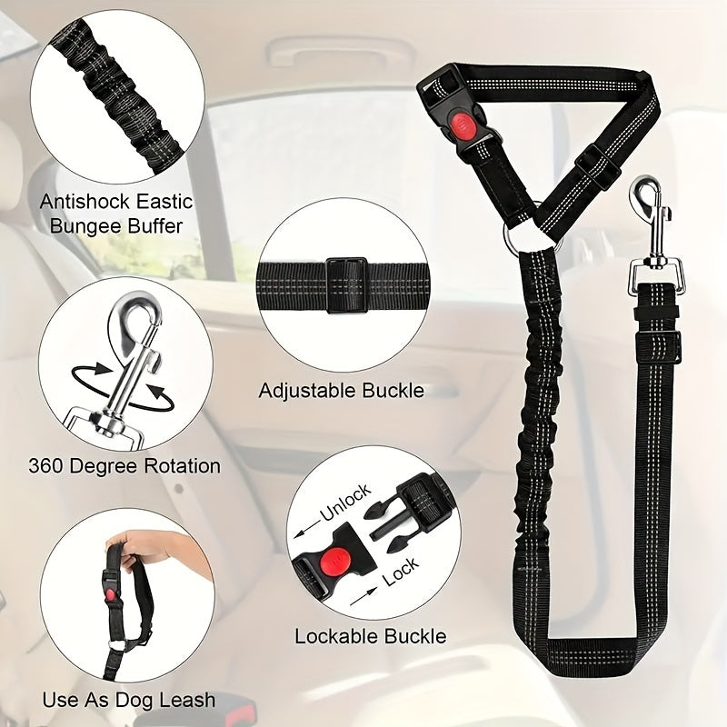 1pc Pet Car Tether Safety Leash For Dogs In Vehicles, Dog Seat Belt Tether