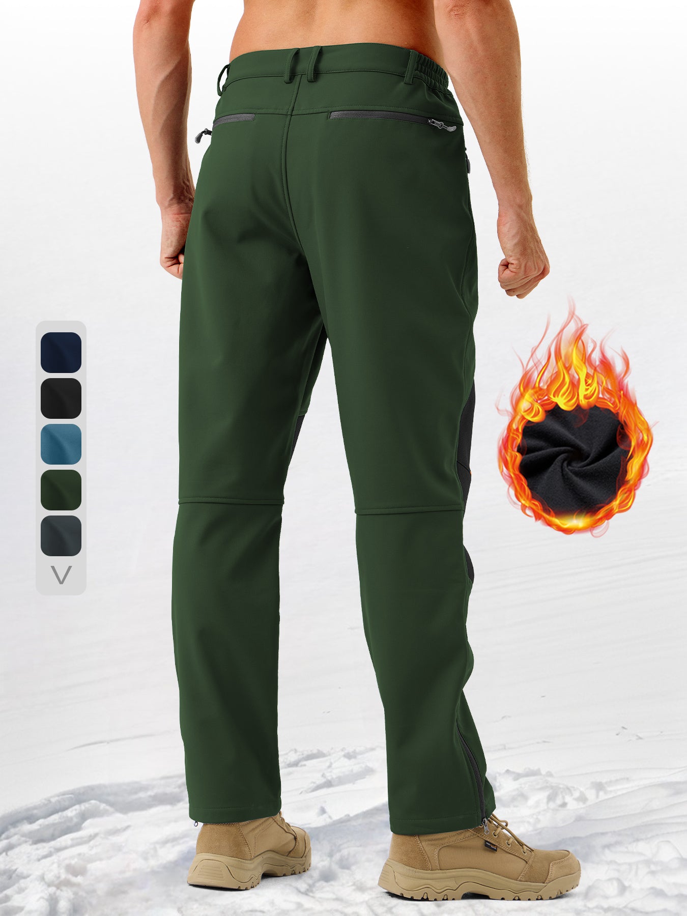 Pants Fleece Lined for Warmth Outdoor Hiking Zipper Bottom Leg Ideal for Winter Sports