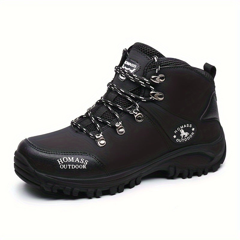 Men's Mid-Top Waterproof Microfiber Synthetic Upper, Rubber Sole, Fabric Inner, Round Toe Lace-Up Closure, All-Season Casual Sports Shoes