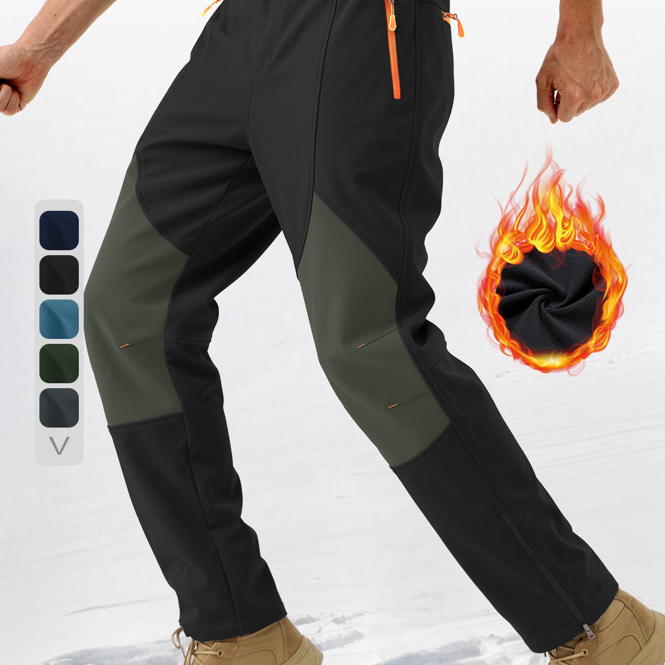 Pants Fleece Lined for Warmth Outdoor Hiking Zipper Bottom Leg Ideal for Winter Sports