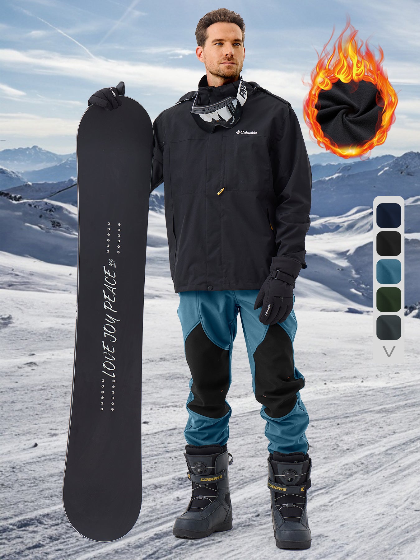Pants Fleece Lined for Warmth Outdoor Hiking Zipper Bottom Leg Ideal for Winter Sports