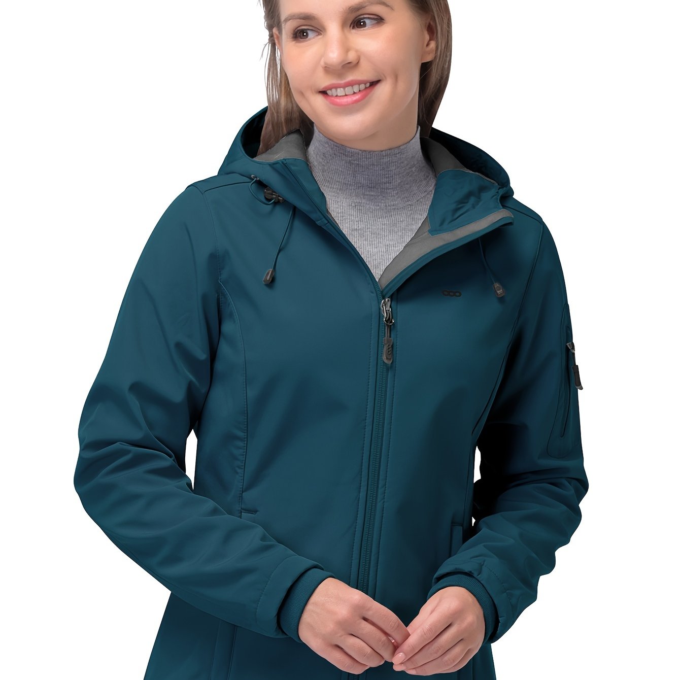 Women's Long Sleeves Outdoor Sports Jacket, Fleece Liner Windproof With Zipper Pocket Sporty Coat