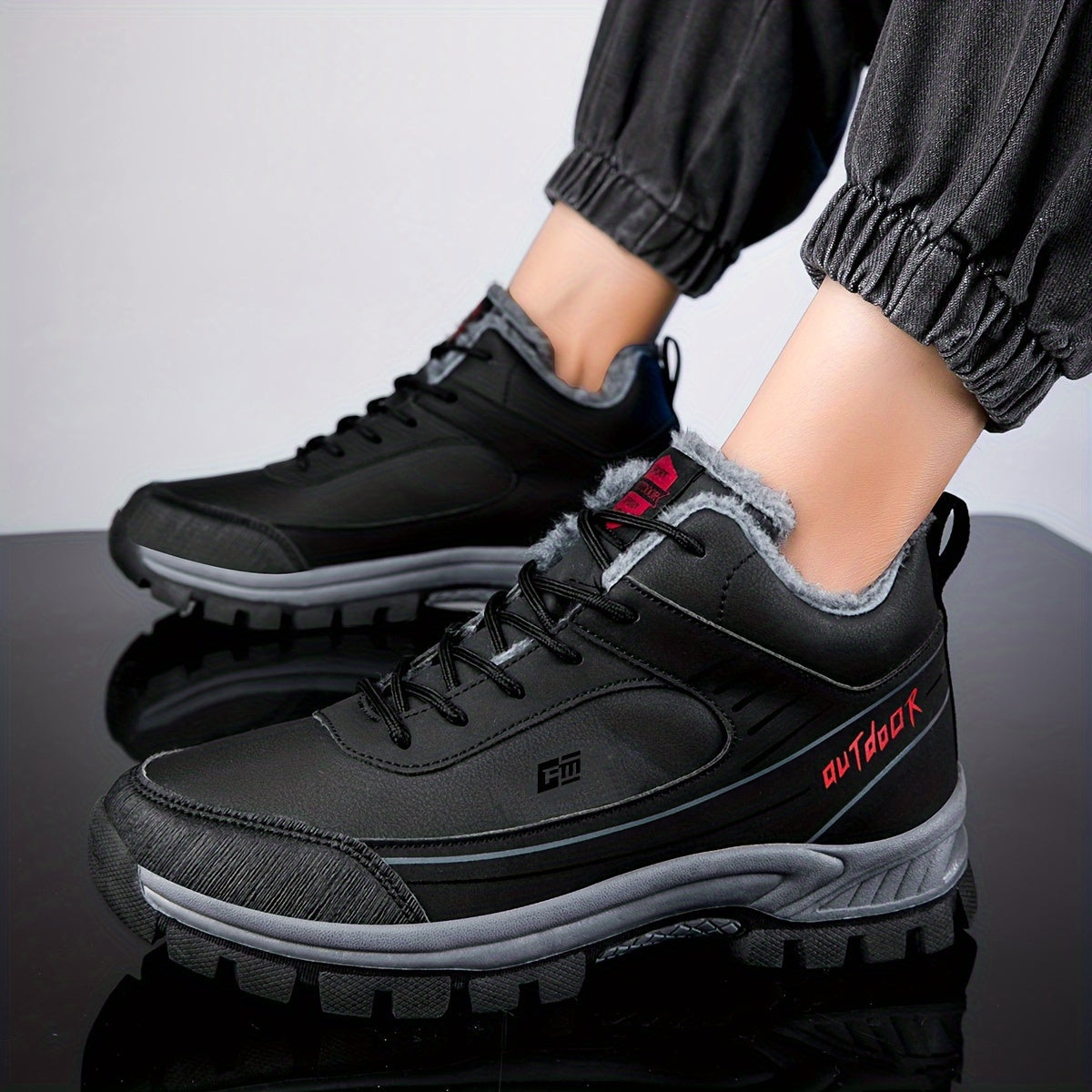 Plush-Lined Thermal Hiking Boots - Waterproof, Anti-Slip, Shock-Absorbing Casual Outdoor Shoes with Durable TPR Sole for Women