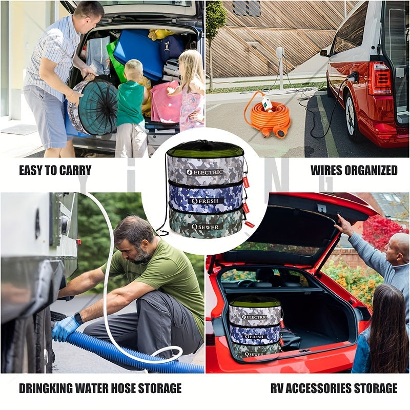Rv Accessories Bags 3 Pack Waterproof For Sewer Hoses Electrical Cords
