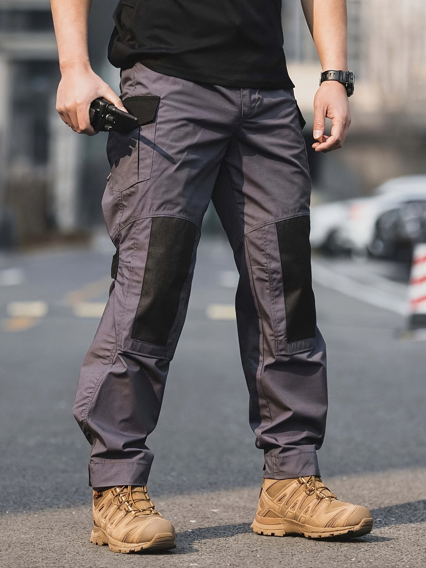 Men's straight-leg tactical trousers, They are water-repellent