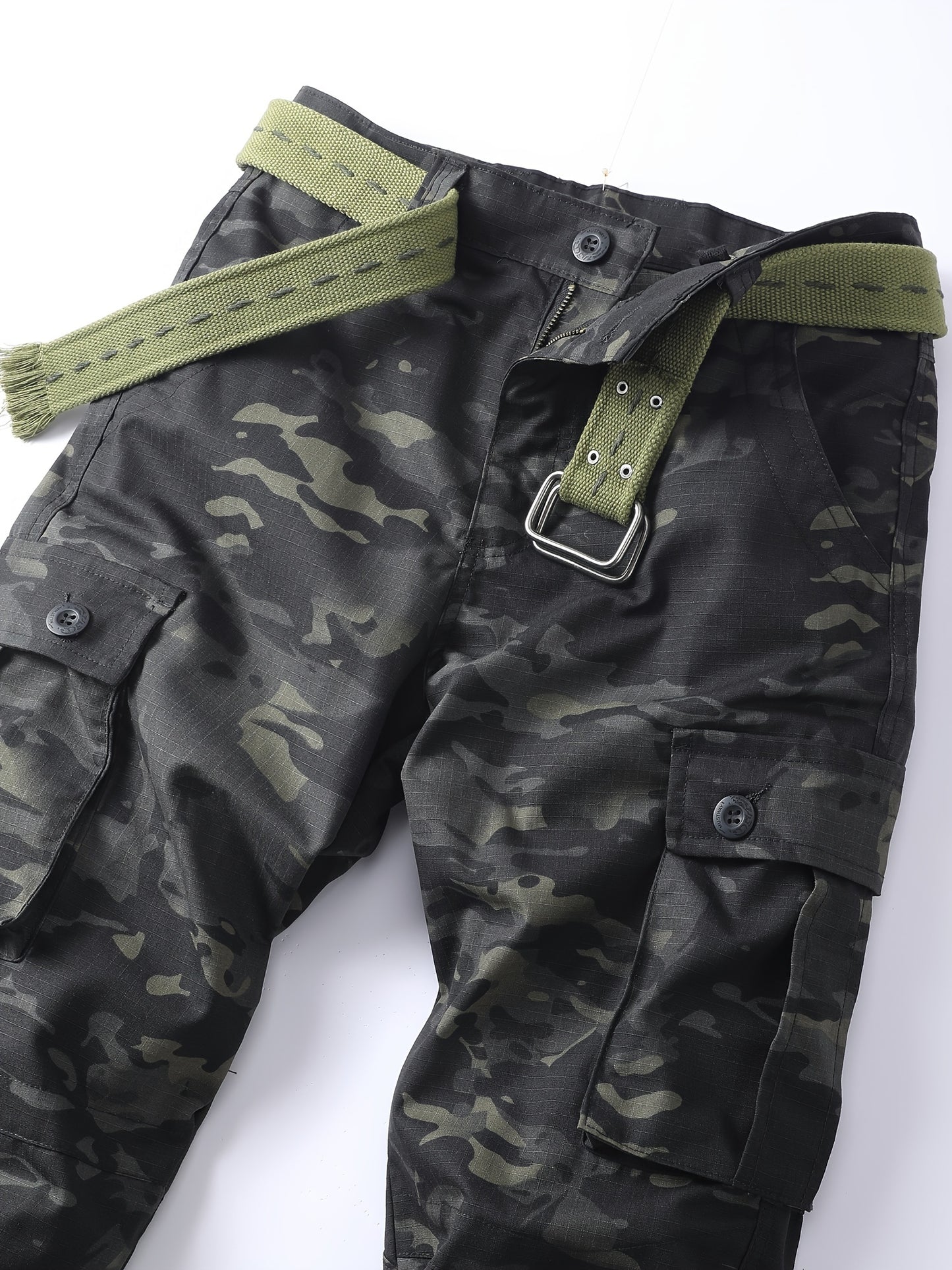 Men's Camo Cargo Pants - Lightweight, Ripstop, Multi-Pocket Design - No Belt Included