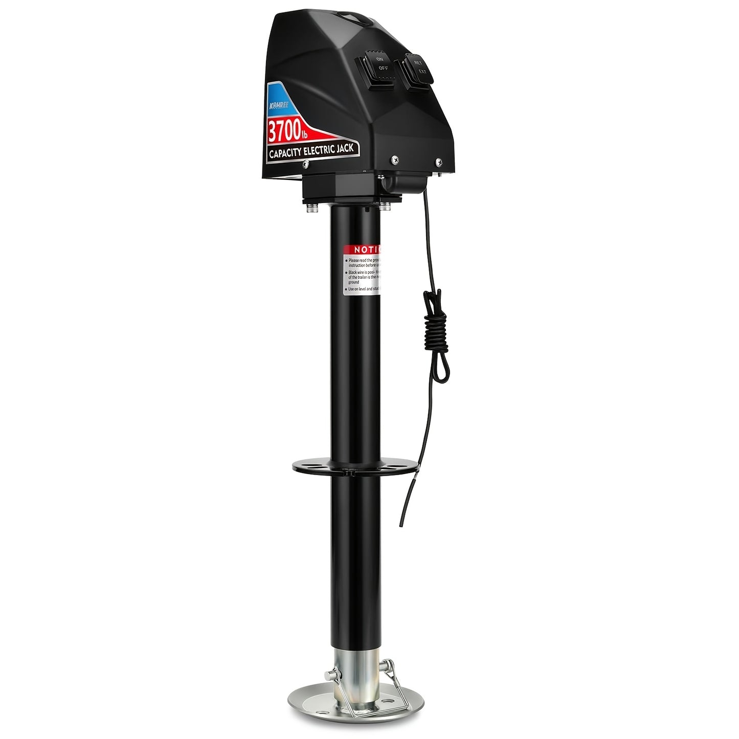 RV Electric Trailer Jack 5000lbs/3700lbs, Tongue Jack with Waterproof Cover & LED Work Light, Easy Install, 22" Lift, 12V DC