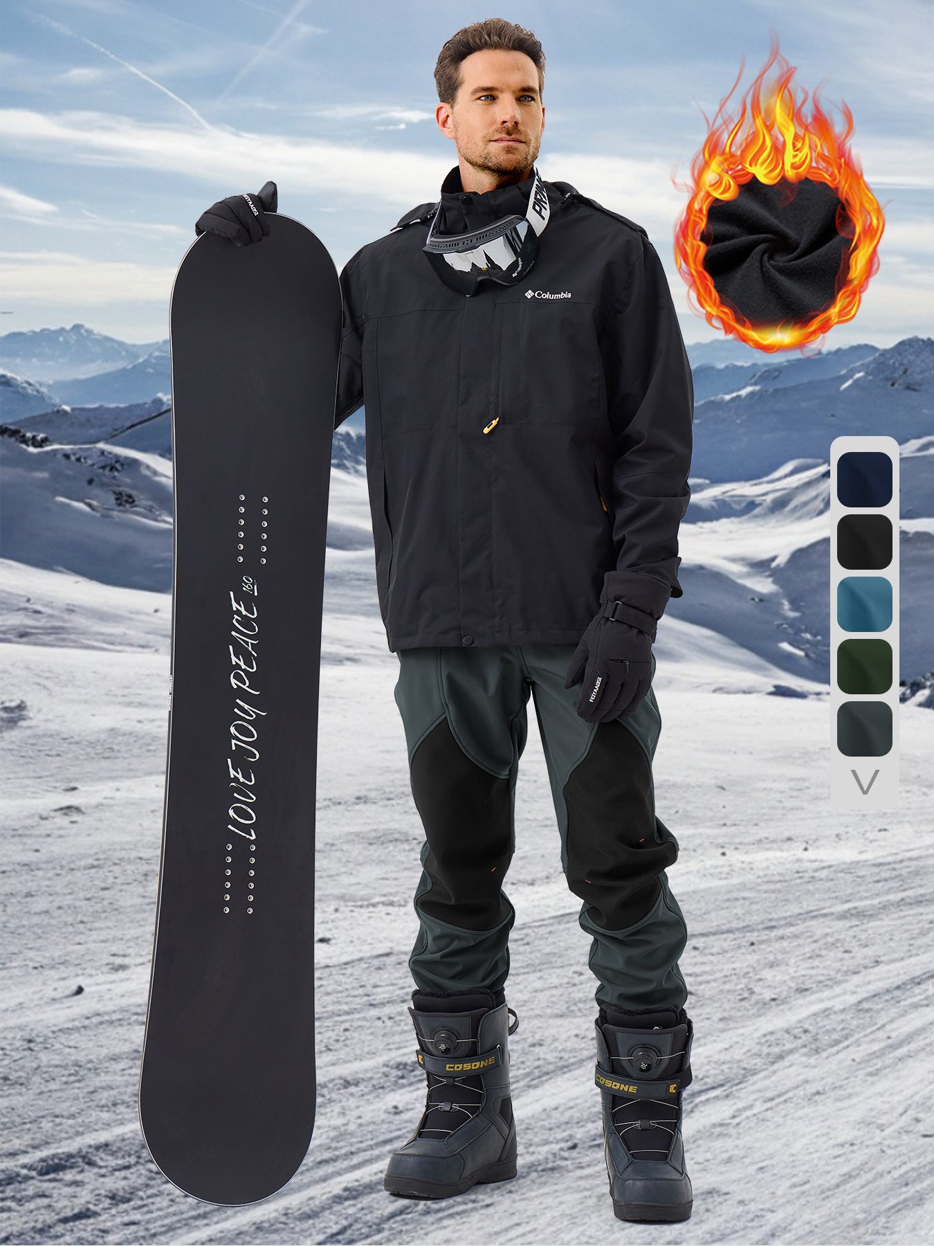 Pants Fleece Lined for Warmth Outdoor Hiking Zipper Bottom Leg Ideal for Winter Sports