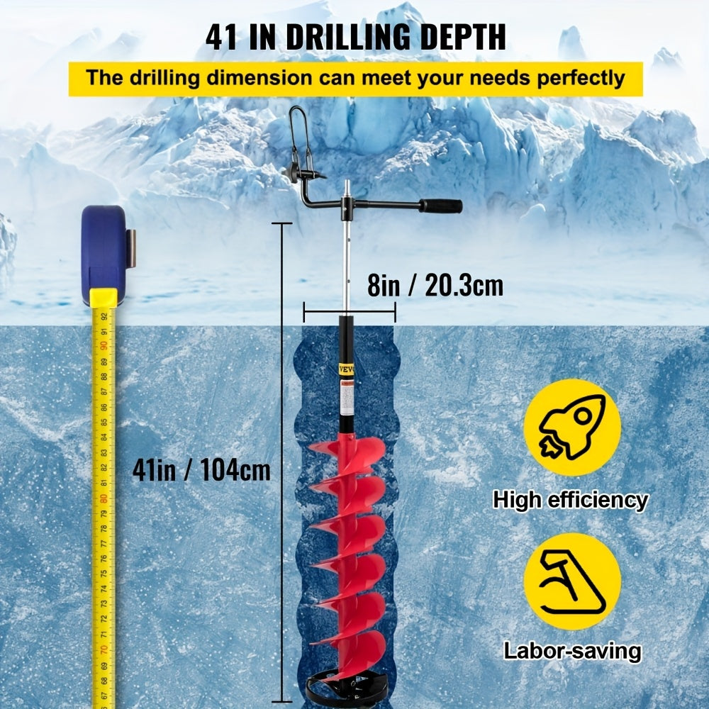 Ice Drill Auger, 8'' Diameter Nylon Ice Auger, 41'' Length Ice Auger Bit