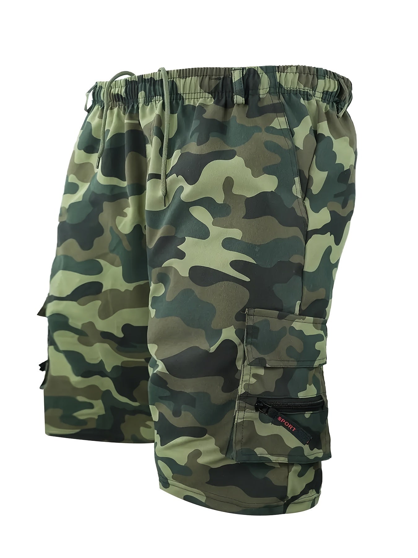 Men's Outdoor Tactical Shorts, Summer Casual Sports Drawstring Shorts With Multiple Pockets