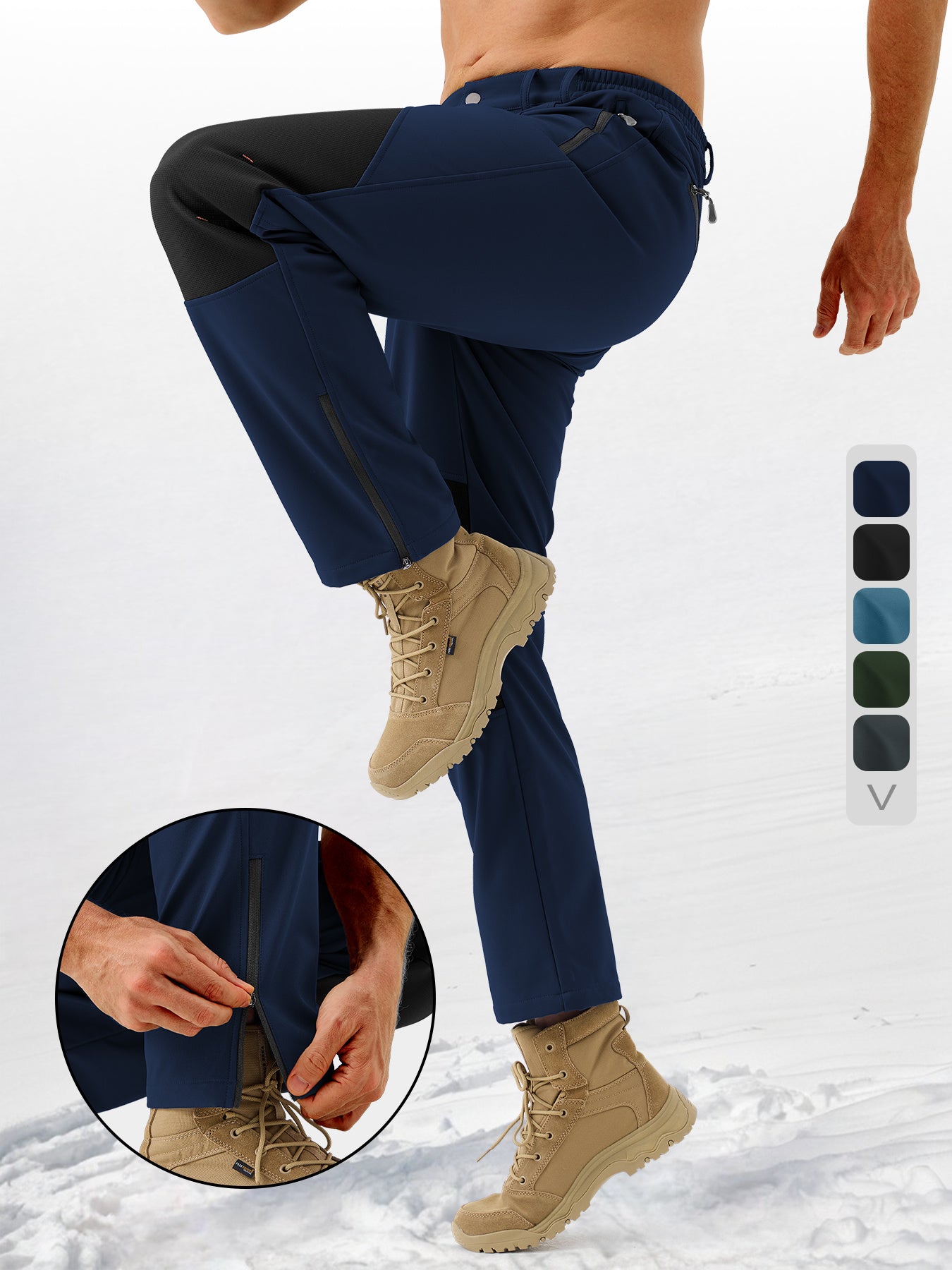 Pants Fleece Lined for Warmth Outdoor Hiking Zipper Bottom Leg Ideal for Winter Sports