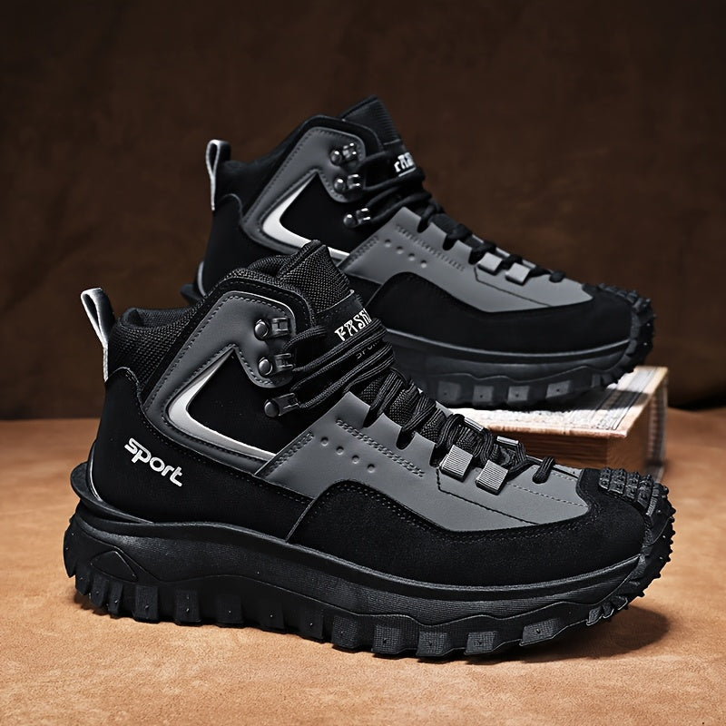 Men's Tactical Hiking Boots - High-Top, Breathable Mesh & PU Upper, Non-Slip PVC Sole with Rugged Grip