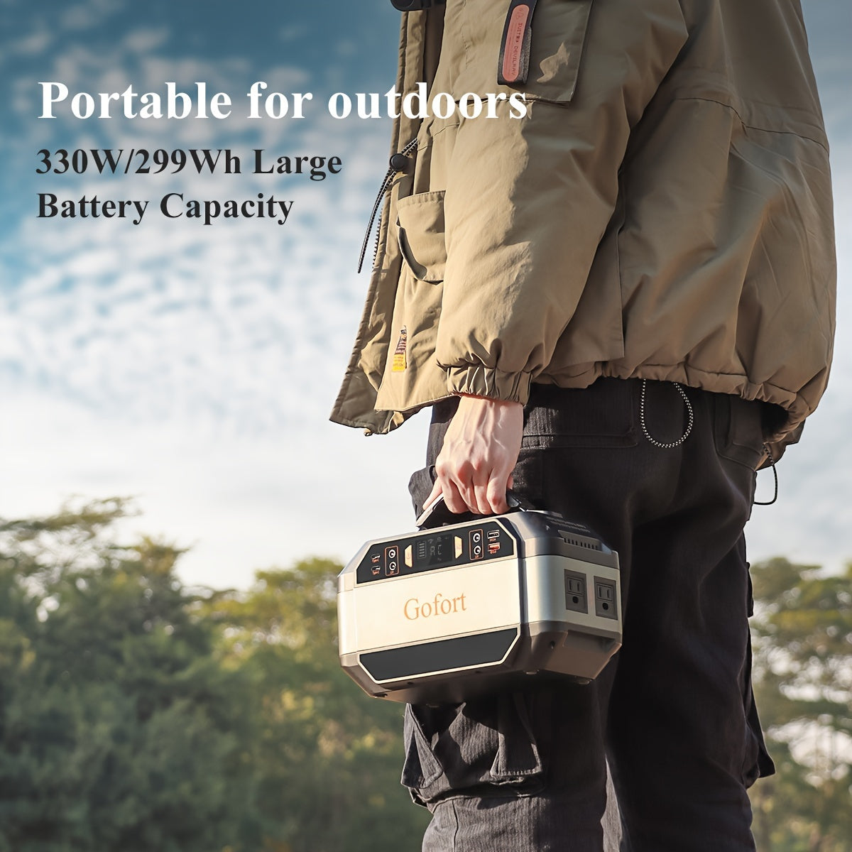 Portable Power Station 330W 299Wh Power Supply Solar Generator Backup Battery Pack With 110V Pure Sine Wave AC Outlets USB QC 3.0 DC Port