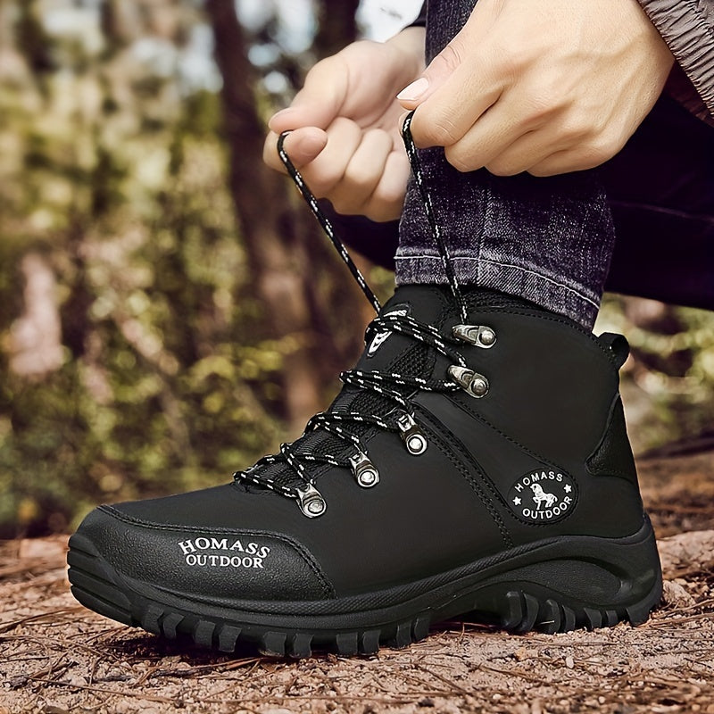 Men's Mid-Top Waterproof Microfiber Synthetic Upper, Rubber Sole, Fabric Inner, Round Toe Lace-Up Closure, All-Season Casual Sports Shoes