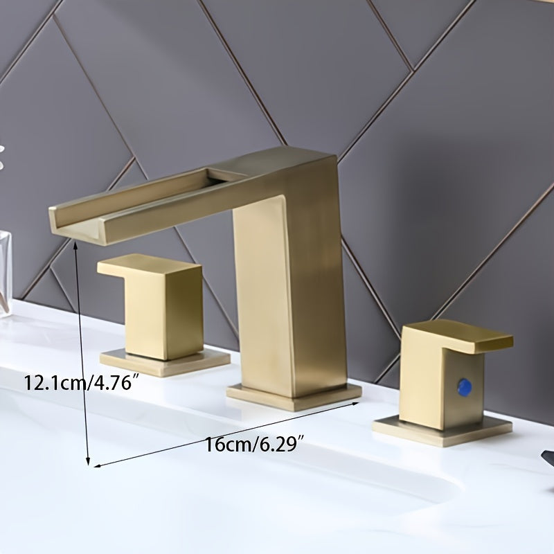 Luxury Golden Bathroom Sink Faucet - 8-inch Widespread 2-Handle Vanity Mixer Taps With Pop Up Drain
