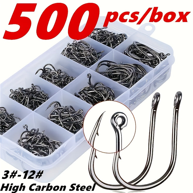 100 One Fishhook, Strong Sharp Fishhook Carbon Steel Barbed Fishhook Barbed Fishhook Size 3 4 5 6 7 8 9 10 11 12
