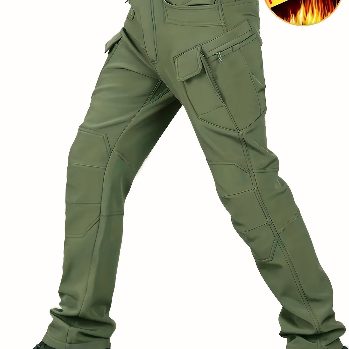 Men's Fleece Lined Ultimate Thermal Tactical Pants - Waterproof, Windproof, Multi-Pocket, Loose Fit