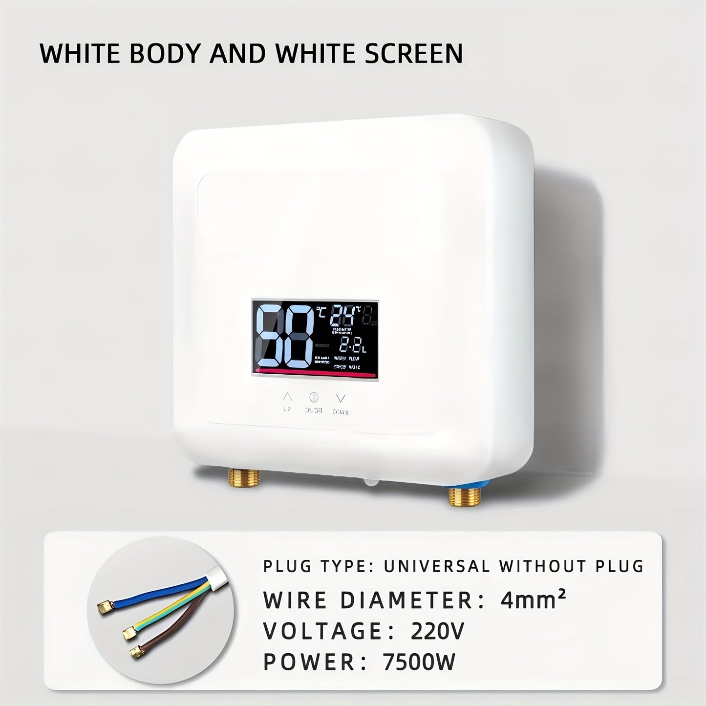 Instant Electric Water Heater, 220V/7500W, Global Use, Remote Control, High-end Cast Aluminum Integrated Heating Body, High-power, Instant Constant Temperature, Safety Protection