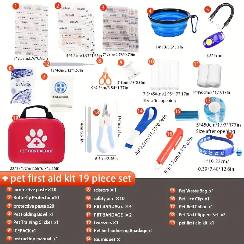 Dog First Aid Kit - Vet Approved Emergency Supplies For Dogs & Cats -