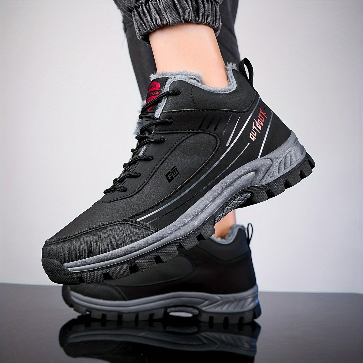 Plush-Lined Thermal Hiking Boots - Waterproof, Anti-Slip, Shock-Absorbing Casual Outdoor Shoes with Durable TPR Sole for Women