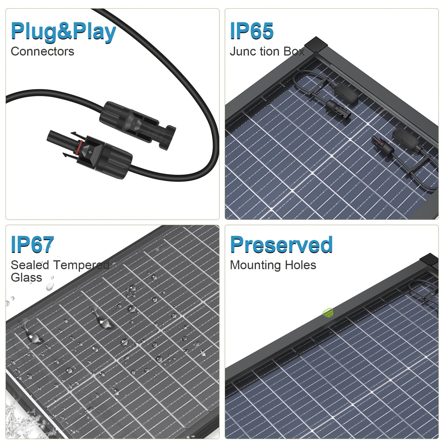 Double-sided 100W Solar Panels 12V High-efficiency Monocrystalline Double-sided Solar Panels with Busbar