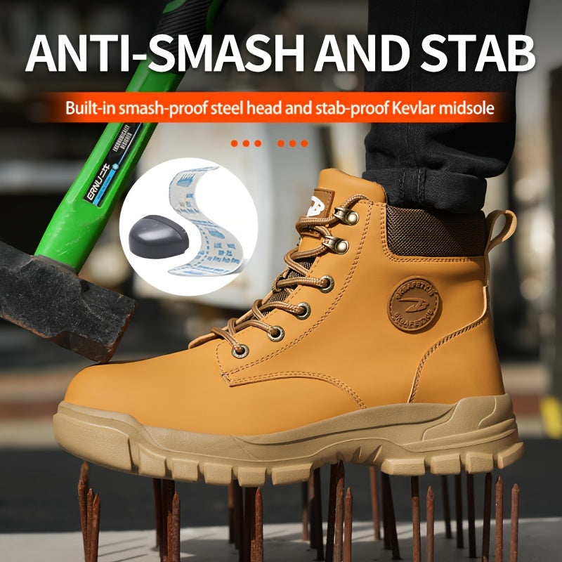 Men's Vintage High-Top Hiking Boots - Waterproof, Anti-Smashing, Comfortable & Durable