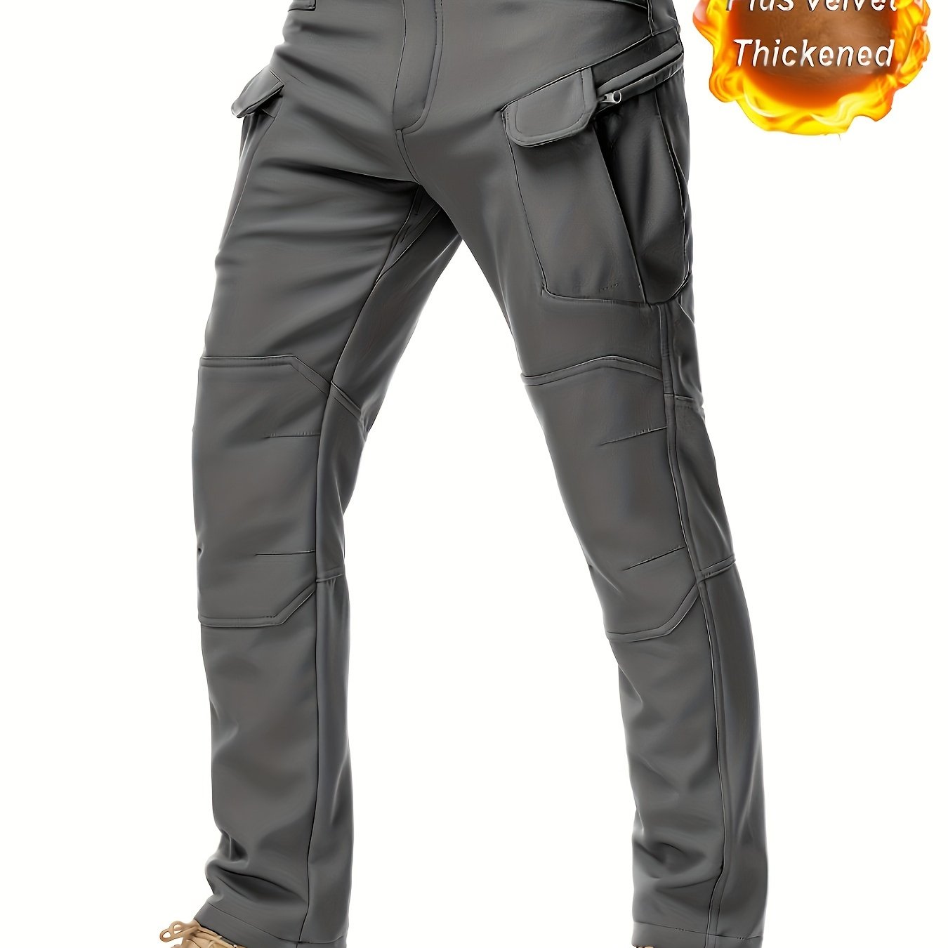 Men'S Tactical Cargo Pants, Solid Color with Multiple Pockets, Windproof Waterproof