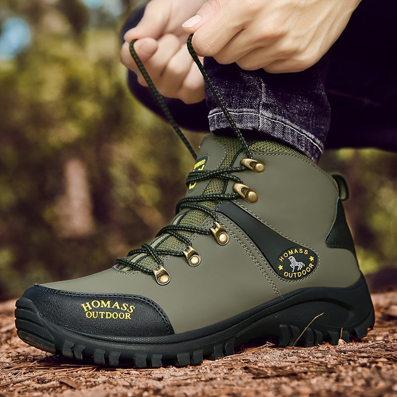 Men's Mid-Top Waterproof Microfiber Synthetic Upper, Rubber Sole, Fabric Inner, Round Toe Lace-Up Closure, All-Season Casual Sports Shoes