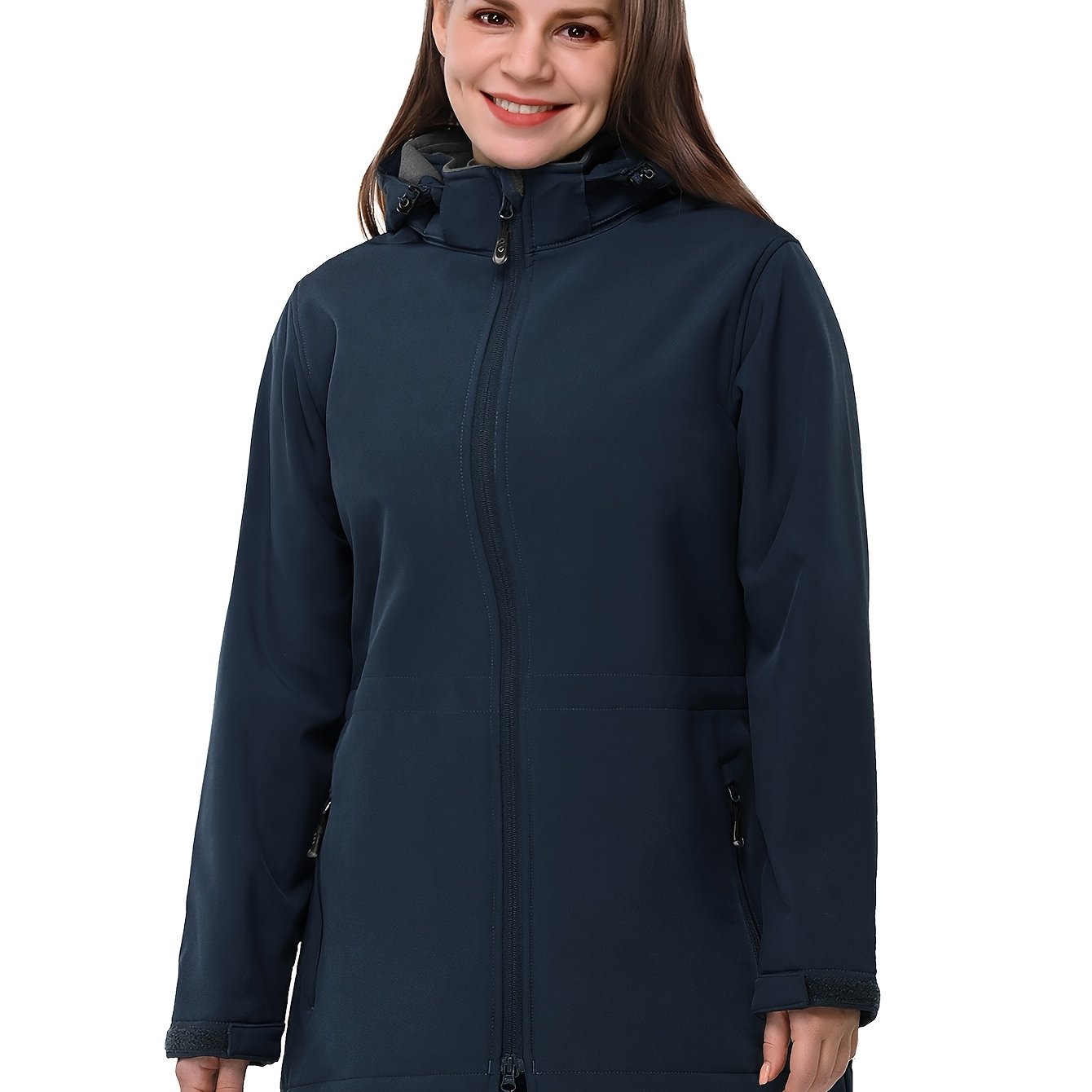 Women's Waterproof Softshell Long Rain Jacket with Hood