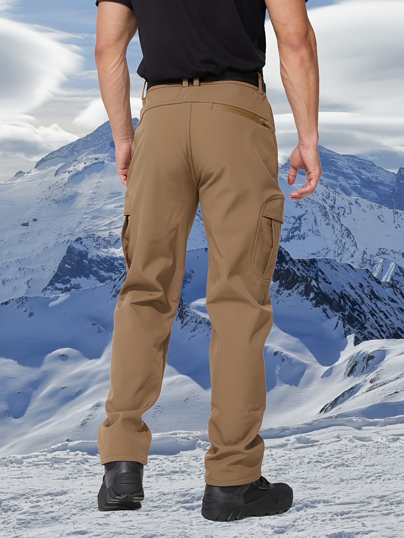 Men's Thickened Pants, Outdoor Casual Soft Shell Plush Lined