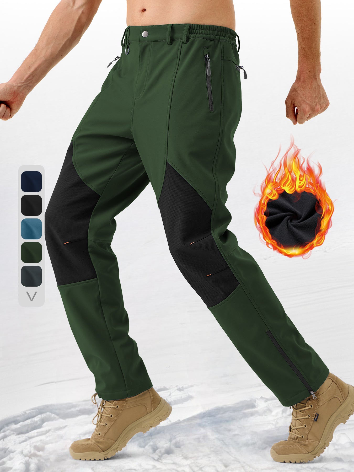 Pants Fleece Lined for Warmth Outdoor Hiking Zipper Bottom Leg Ideal for Winter Sports