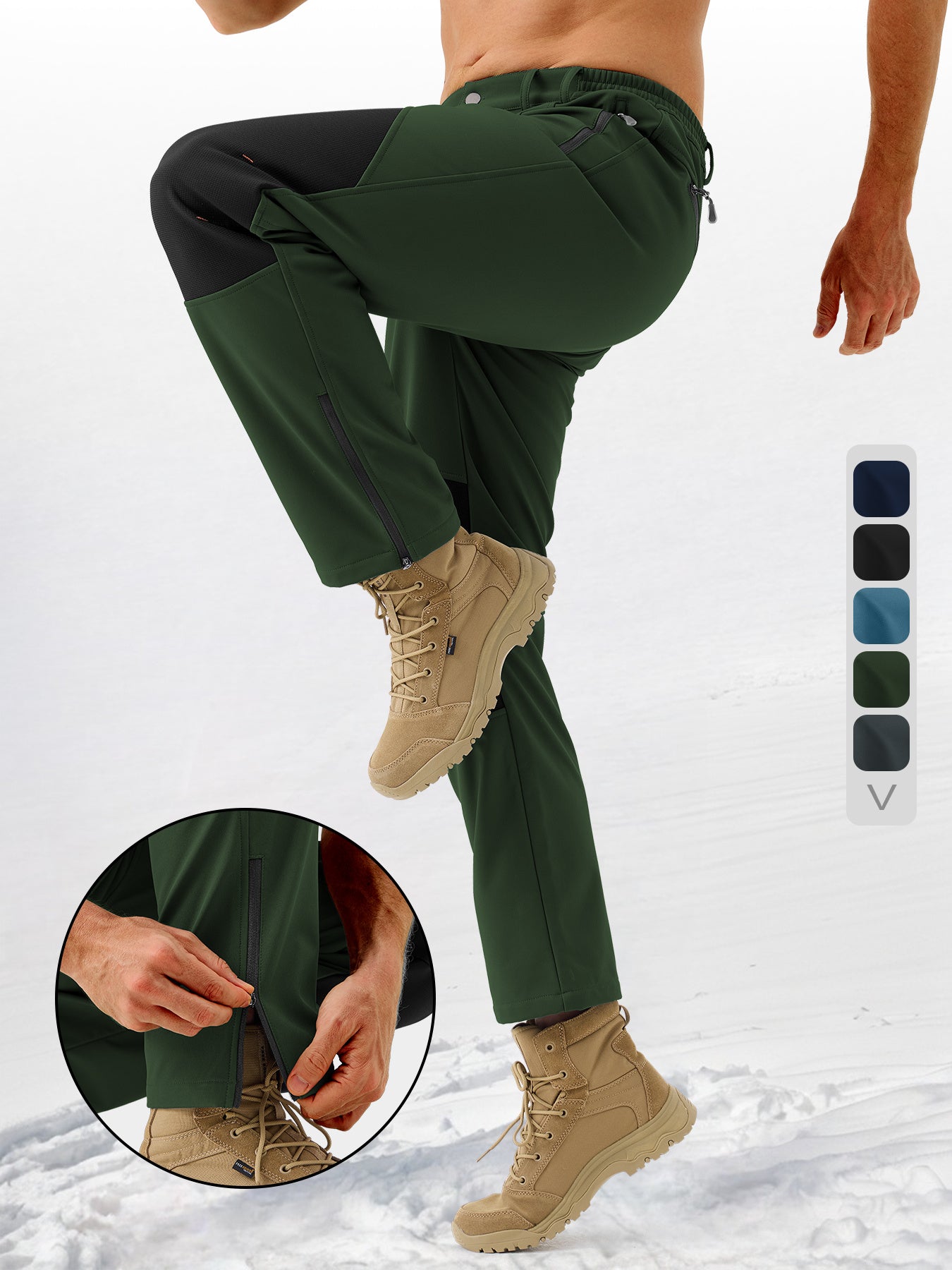 Pants Fleece Lined for Warmth Outdoor Hiking Zipper Bottom Leg Ideal for Winter Sports