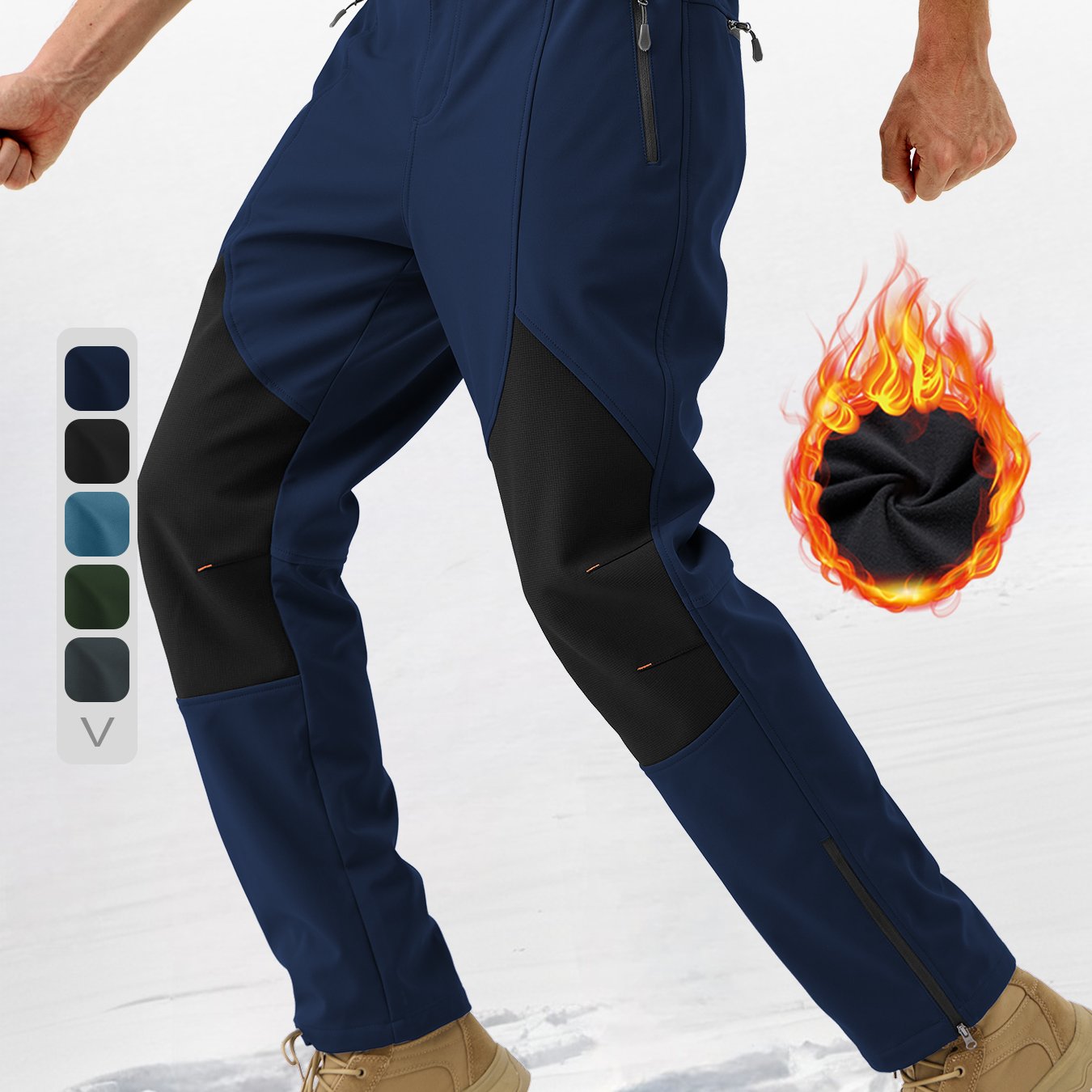 Pants Fleece Lined for Warmth Outdoor Hiking Zipper Bottom Leg Ideal for Winter Sports