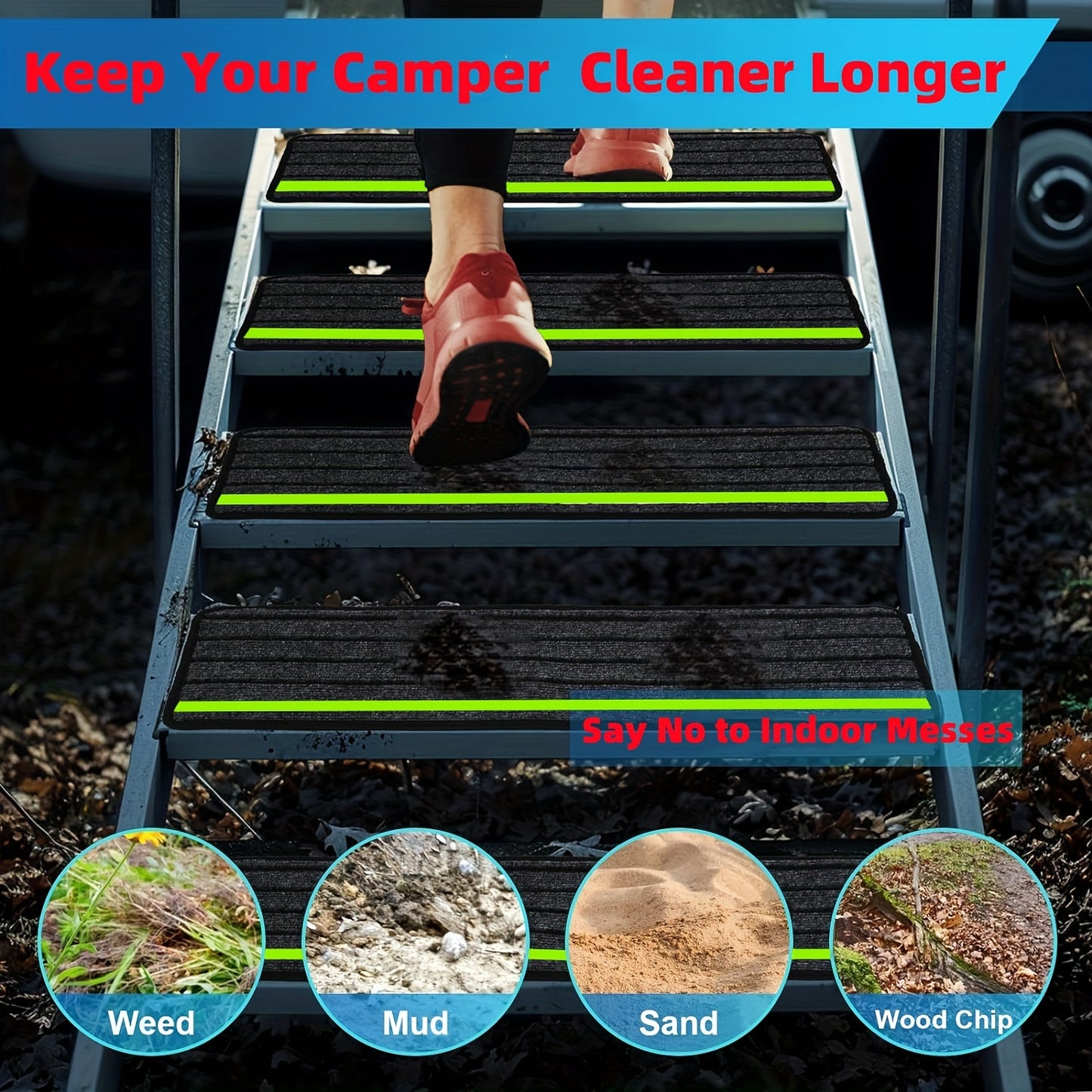 RV Step Covers - Enhanced Safety with Stylish Reflective Strips, Slip-Resistant